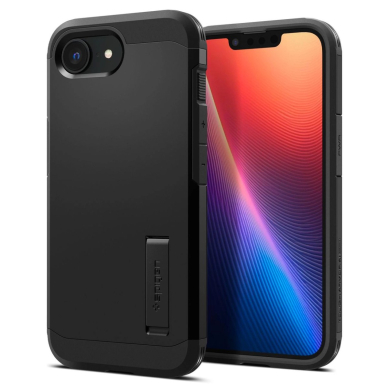Spigen Tough Armor Dėklas with MagSafe skirtas iPhone SE 4 (2025) su stoveliu - Juodas