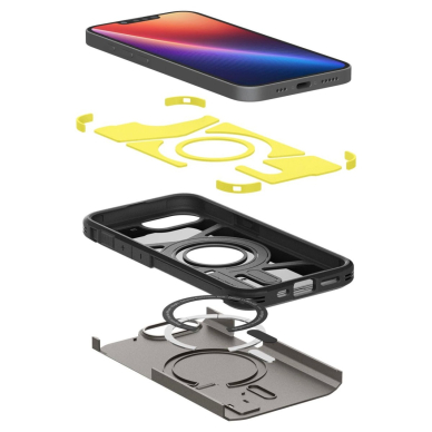 Spigen Tough Armor Dėklas with MagSafe skirtas iPhone SE 4 (2025) su stoveliu - Pilkas 9