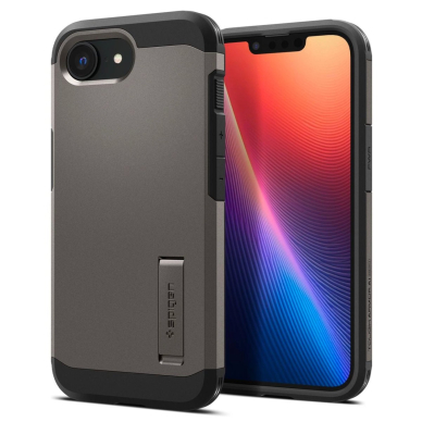 Spigen Tough Armor Dėklas with MagSafe skirtas iPhone SE 4 (2025) su stoveliu - Pilkas