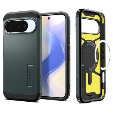 Google Pixel 10 / 10 Pro dėklas Spigen Tough Armor Mag, MagSafe – žalias
