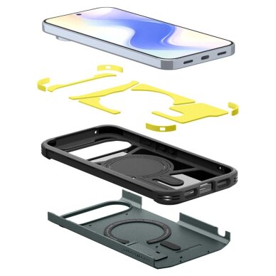 Google Pixel 10 Pro XL Spigen Tough Armor Mag MagSafe dėklas – žalias 8