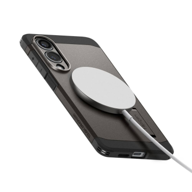 Samsung Galaxy S25 Edge Spigen Tough Armor MagSafe dėklas - pilkas/juodas 5