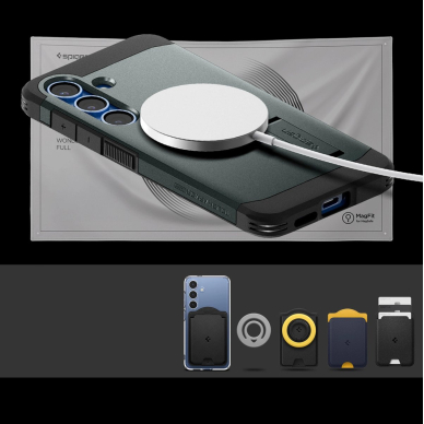 Spigen Tough Armor MagSafe Dėklas Samsung Galaxy S25+ - Žalias 13 Spigen Tough Armor MagSafe Dėklas Samsung Galaxy S25+ - Žalias 13