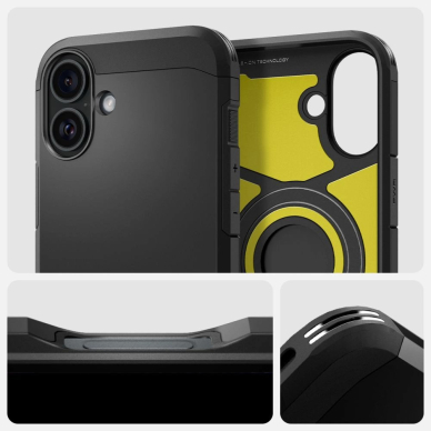 Spigen Tough Armor MagSafe Dėklas su stoveliu skirtas iPhone 16 - Juodas 10