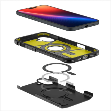 Spigen Tough Armor MagSafe Dėklas su stoveliu skirtas iPhone 16 - Juodas 9