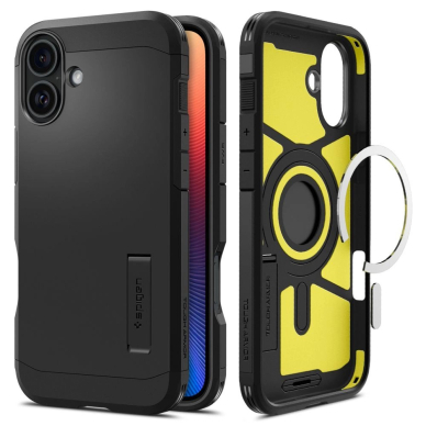 Spigen Tough Armor MagSafe Dėklas su stoveliu skirtas iPhone 16 - Juodas