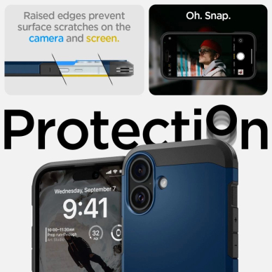 Spigen Tough Armor MagSafe Dėklas su stoveliu skirtas iPhone 16 - Mėlynas 12