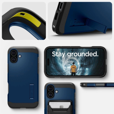 Spigen Tough Armor MagSafe Dėklas su stoveliu skirtas iPhone 16 - Mėlynas 15
