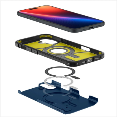 Spigen Tough Armor MagSafe Dėklas su stoveliu skirtas iPhone 16 - Mėlynas 9