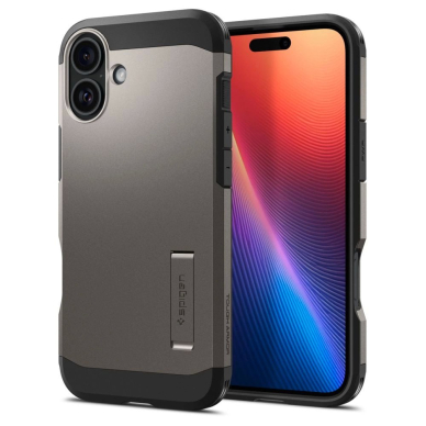 Spigen Tough Armor MagSafe Dėklas su stoveliu skirtas iPhone 16 - gunmetal 1