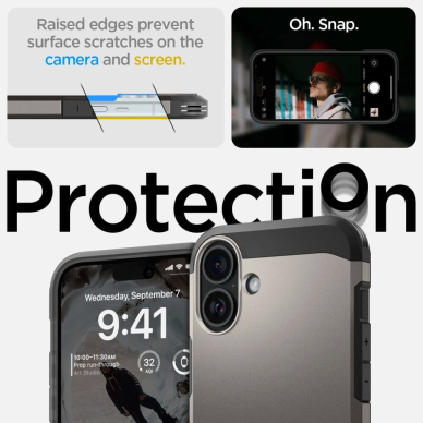 Spigen Tough Armor MagSafe Dėklas su stoveliu skirtas iPhone 16 - gunmetal 12