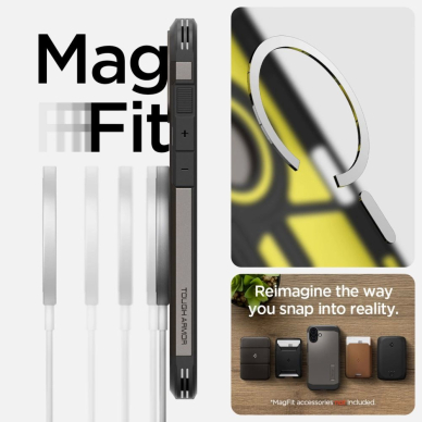 Spigen Tough Armor MagSafe Dėklas su stoveliu skirtas iPhone 16 - gunmetal 14