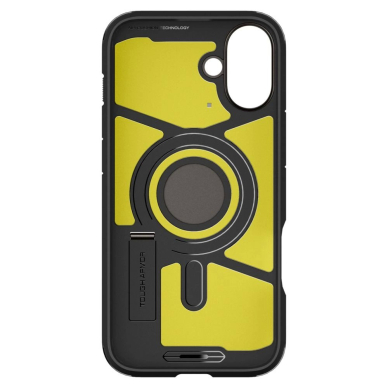 Spigen Tough Armor MagSafe Dėklas su stoveliu skirtas iPhone 16 - gunmetal 4 Spigen Tough Armor MagSafe Dėklas su stoveliu skirtas iPhone 16 - gunmetal 4
