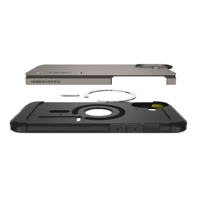 Spigen Tough Armor MagSafe Dėklas su stoveliu skirtas iPhone 16 - gunmetal 8
