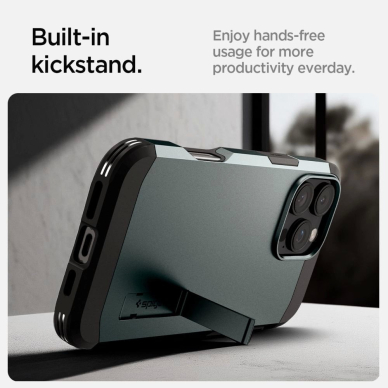 Spigen Tough Armor MagSafe Dėklas su stoveliu skirtas iPhone 16 Pro - Žalias 9