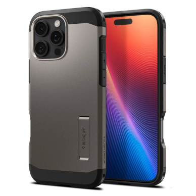 Spigen Tough Armor MagSafe Dėklas su stoveliu skirtas iPhone 16 Pro - gunmetal 1