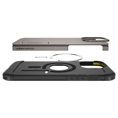 Spigen Tough Armor MagSafe Dėklas su stoveliu skirtas iPhone 16 Pro - gunmetal 6