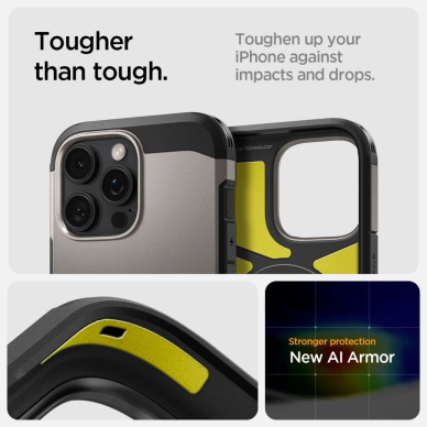Spigen Tough Armor MagSafe Dėklas su stoveliu skirtas iPhone 16 Pro - gunmetal 8