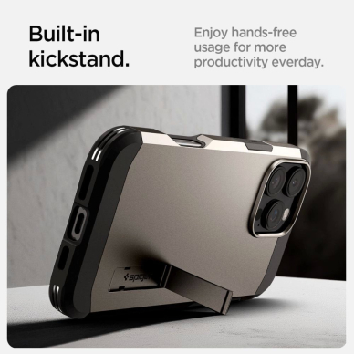 Spigen Tough Armor MagSafe Dėklas su stoveliu skirtas iPhone 16 Pro - gunmetal 9