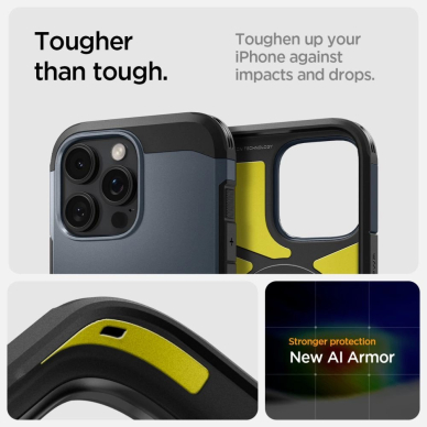 Spigen Tough Armor MagSafe Dėklas su stoveliu skirtas iPhone 16 Pro Max - Tamsiai Pilkas 8