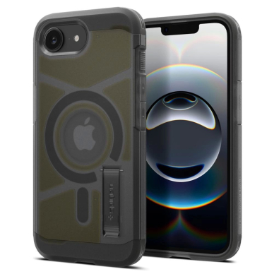 iPhone 16e – Spigen Tough Armor MagSafe dėklas - Skaidriai pilkas 1