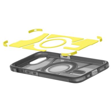 iPhone 16e – Spigen Tough Armor MagSafe dėklas - Skaidriai pilkas 10
