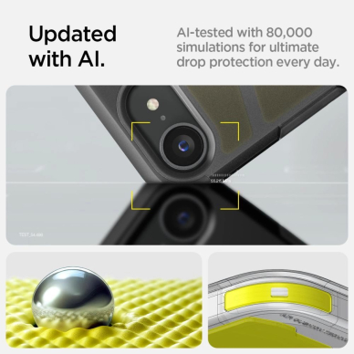 iPhone 16e – Spigen Tough Armor MagSafe dėklas - Skaidriai pilkas 13