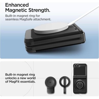 Samsung Galaxy Z Flip 6 / 7 FE dėklas Spigen Tough Armor Pro Mag su MagSafe – juodas 2