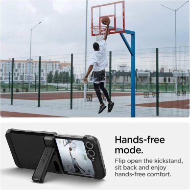 Samsung Galaxy Z Flip 6 / 7 FE dėklas Spigen Tough Armor Pro Mag su MagSafe – juodas 3
