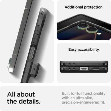 Samsung Galaxy Z Flip 7 dėklas Spigen Tough Armor Pro Mag, MagSafe – juodas 24