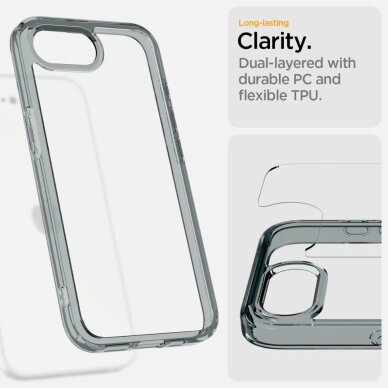 iPhone 16E dėklas Spigen Ultra Hybrid – pilkas 12