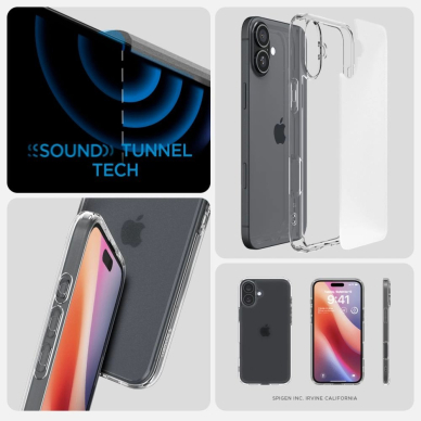 Spigen Ultra Hybrid skirtas iPhone 16 - Permatomas 13
