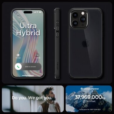Apsauginis dėklas Spigen ULTRA HYBRID IPHONE 15 PRO FROST Juodas 10 Apsauginis dėklas Spigen ULTRA HYBRID IPHONE 15 PRO FROST Juodas 10