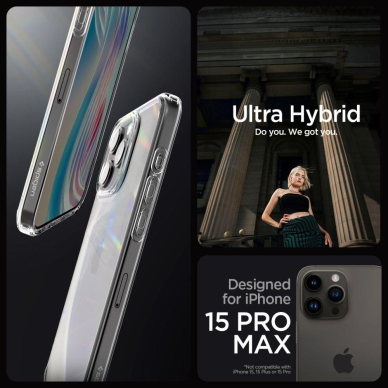 Apsauginis dėklas Spigen ULTRA HYBRID IPHONE 15 PRO MAX CRYSTAL Skaidrus 9 Apsauginis dėklas Spigen ULTRA HYBRID IPHONE 15 PRO MAX CRYSTAL Skaidrus 9