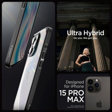 Apsauginis dėklas Spigen ULTRA HYBRID IPHONE 15 PRO MAX MATTE Juodas 9 Apsauginis dėklas Spigen ULTRA HYBRID IPHONE 15 PRO MAX MATTE Juodas 9