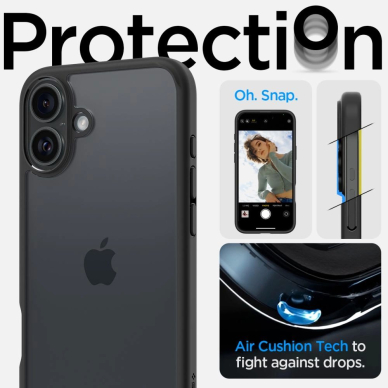 Spigen Ultra Hybrid iPhone 16 Dėklas - Matinis Juodas 11