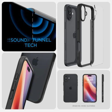 Spigen Ultra Hybrid iPhone 16 Dėklas - Matinis Juodas 13 Spigen Ultra Hybrid iPhone 16 Dėklas - Matinis Juodas 13