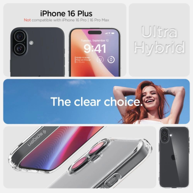 Spigen Ultra Hybrid iPhone 16 Plus Dėklas - Permatomas 7