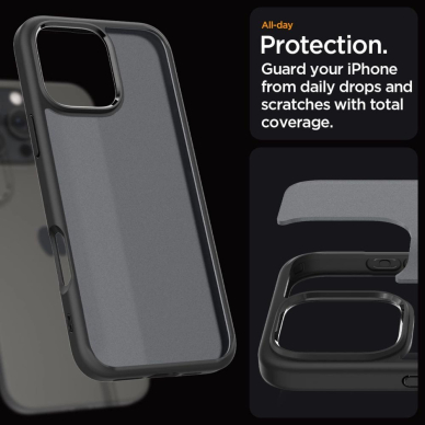 Spigen Ultra Hybrid iPhone 16 Pro Dėklas - Juodas 10