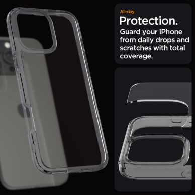 Spigen Ultra Hybrid iPhone 16 Pro Dėklas - Permatomas 13