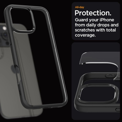Spigen Ultra Hybrid iPhone 16 Pro Dėklas - Matinis Juodas 13