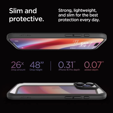 Spigen Ultra Hybrid iPhone 16 Pro Dėklas - Matinis Juodas 14
