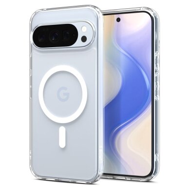 Google Pixel 10 Pro XL Spigen Ultra Hybrid Mag MagSafe dėklas – skaidrus ir baltas 1