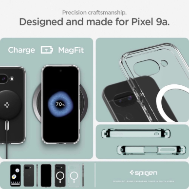 Spigen Ultra Hybrid Mag MagSafe dėklas Google Pixel 9A - permatomas/baltas 13