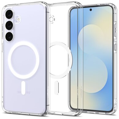 Samsung Galaxy S25 FE dėklas Spigen Ultra Hybrid Mag su MagSafe – skaidrus ir baltas
