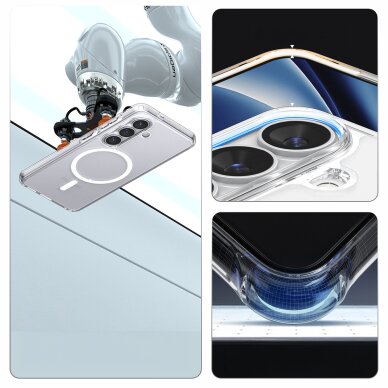 Samsung Galaxy S26 Spigen Ultra Hybrid Mag MagSafe dėklas – skaidrus ir baltas 18