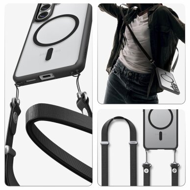 Samsung Galaxy S26+ Spigen Ultra Hybrid Mag MagSafe dėklas – juodas skaidrus 19