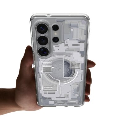 Samsung Galaxy S26 Ultra Zero One Spigen Ultra Hybrid Mag MagSafe dėklas – skaidrus ir baltas 10