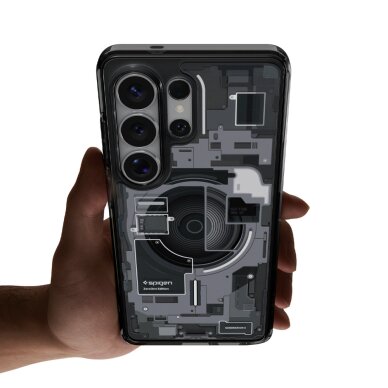 Samsung Galaxy S26 Ultra Zero One Spigen Ultra Hybrid Mag MagSafe dėklas – skaidrus juodas 10