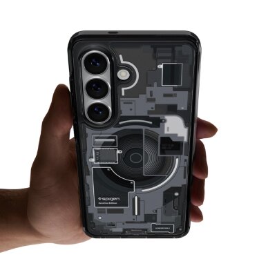 Samsung Galaxy S26 Zero One Spigen Ultra Hybrid Mag MagSafe dėklas – juodas skaidrus 10